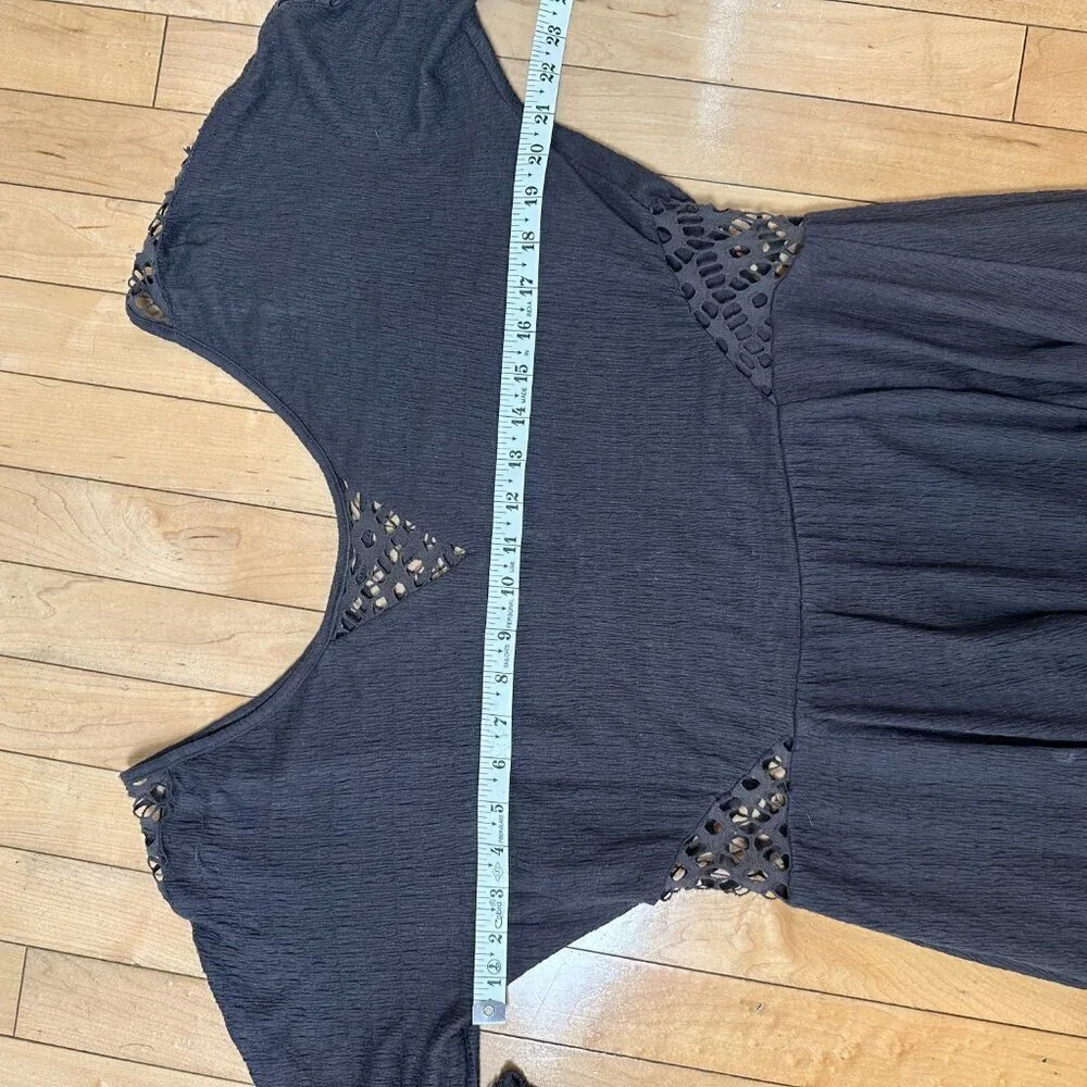 FREE PEOPLE Vintage Lace Cut Out Knit Dress Size Medium / Large Brown
